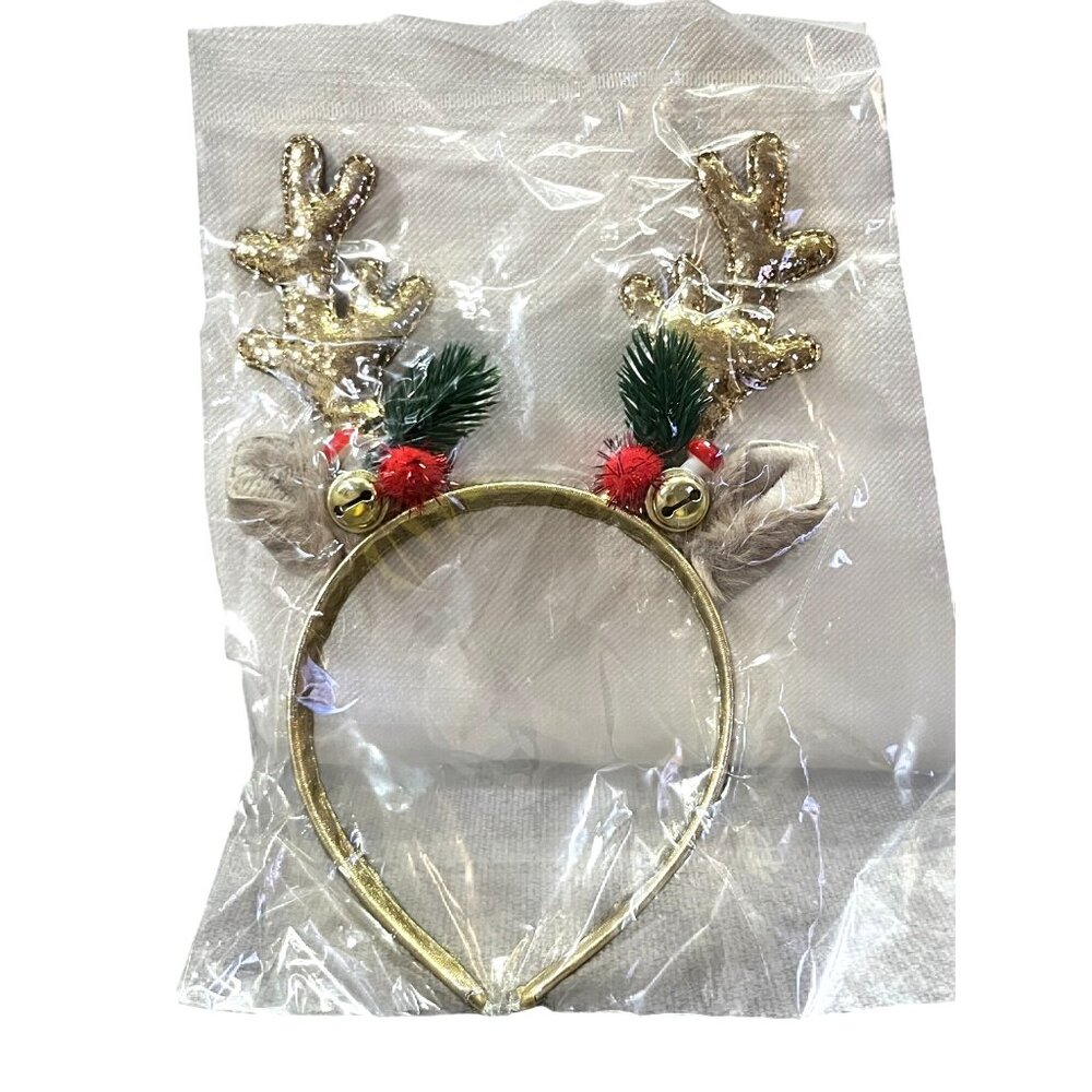Festive Reindeer Antler Headband – NEW – Holiday Christmas Costume Accessory - Picture 1 of 8